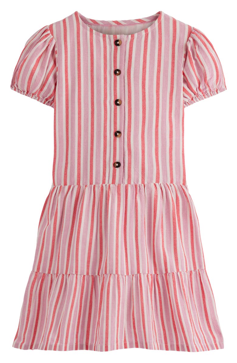 Mini Boden Kids' Tiered Cotton Dress, Main, color, Formica Pink Stripe
