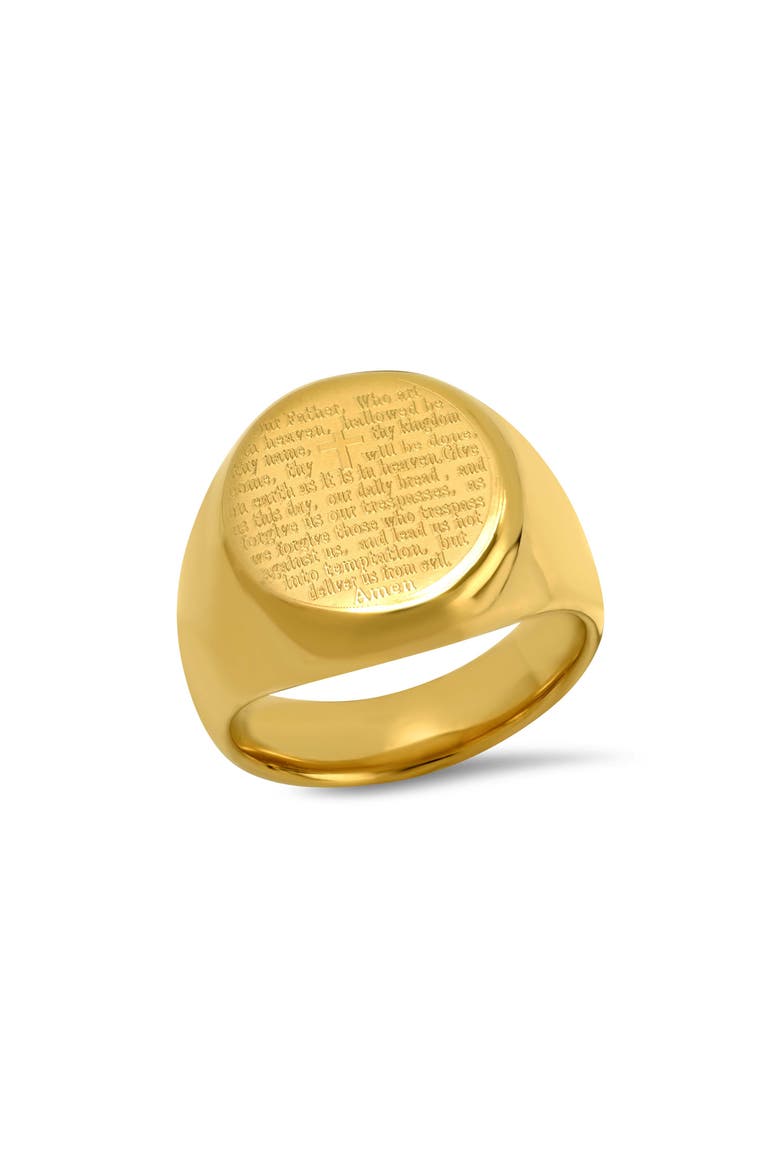 Men's Lord's Prayer 18k Gold Plated Signet Ring, Main, color, GOLD