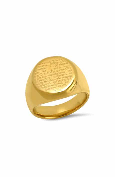 Men's Lord's Prayer 18k Gold Plated Signet Ring