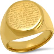 STEELTIME Men's Lord's Prayer 18k Gold Plated Signet Ring
