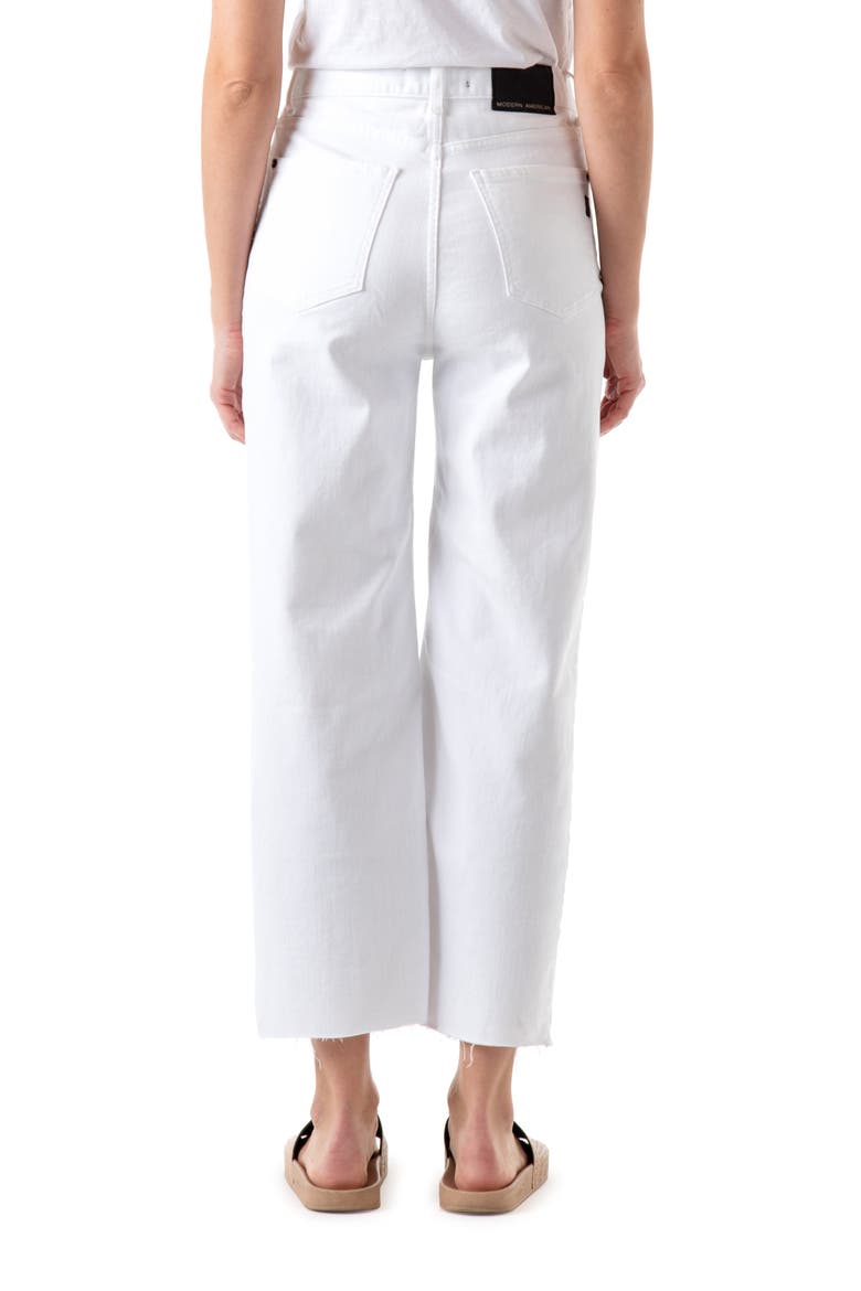 Savannah High Waist Raw Hem Crop Wide Leg Jeans, Alternate, color, WHITE