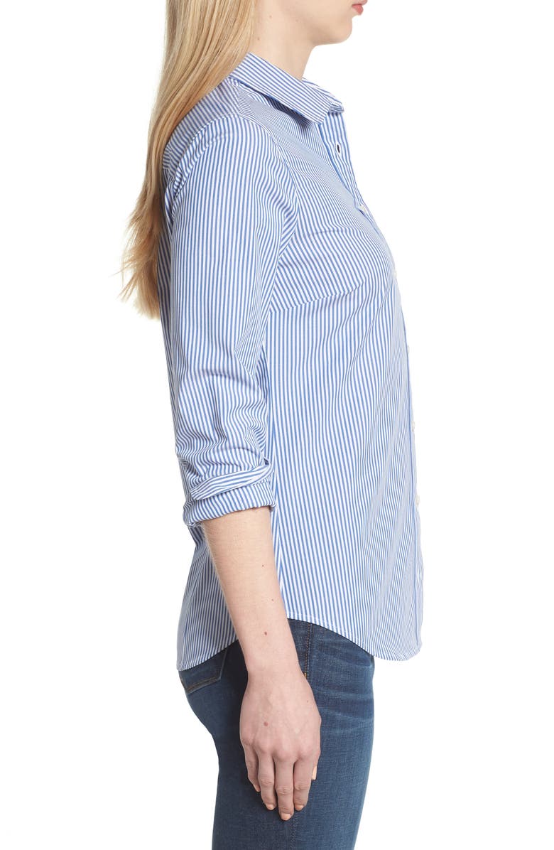 J.Crew Perfect Slim Stretch Stripe Button Front Shirt, Alternate, color, 