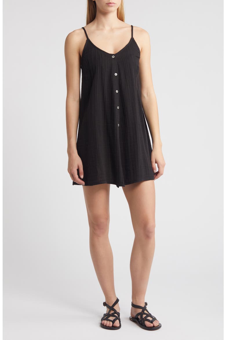 Premium Surf Cotton Gauze Minidress, Main, color, BLACK