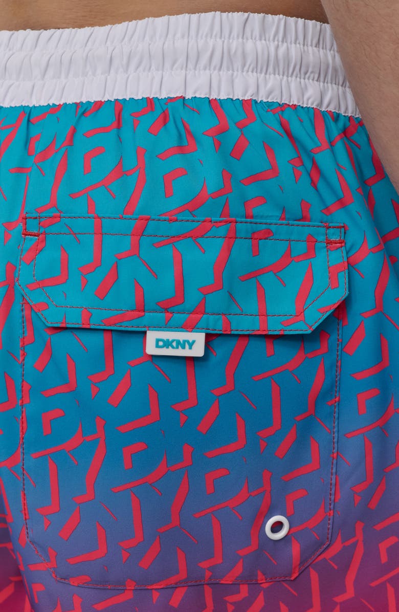DKNY Modern Euro Swim Trunks, Alternate, color, Red Multi