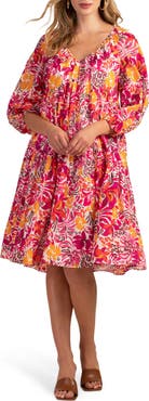 Trina Turk Tangier Floral Balloon Sleeve Cotton Shift Dress