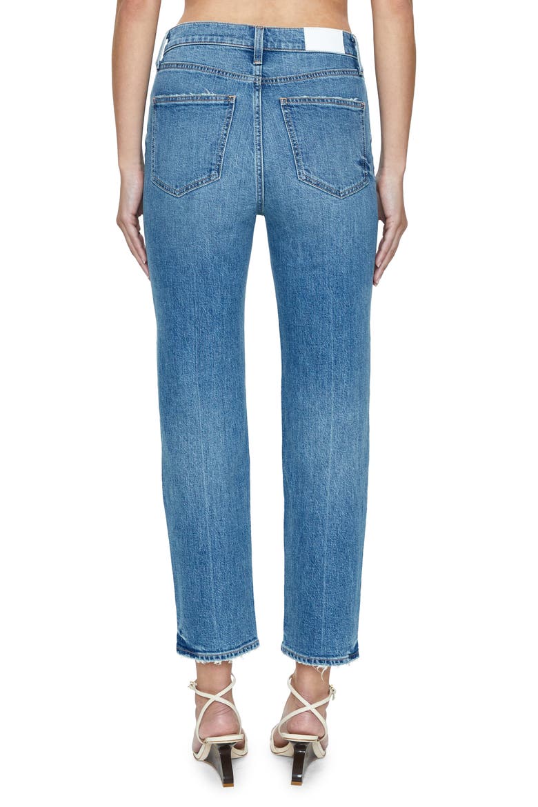 Charlie High Waist Frayed Ankle Straight Leg Jeans, Alternate, color, SUNDOWN