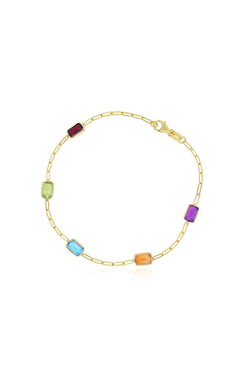 The Lovery Fine Jewelry Rainbow Gemstone Paperclip Bracelet, Main, color, Multi
