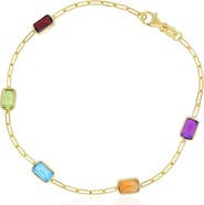 The Lovery Fine Jewelry Rainbow Gemstone Paperclip Bracelet