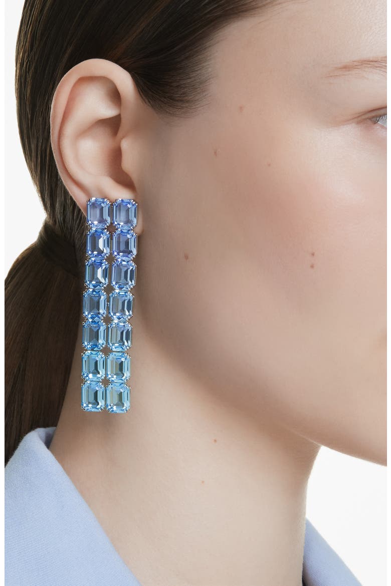 Millenia Clip-On Drop Earrings, Alternate, color, BLUE