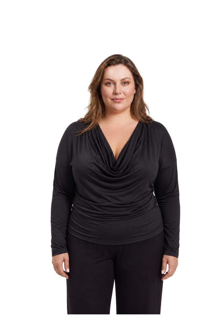 Elevate Curvy Cowl Neck Long Sleeve Top, Main, color, Black