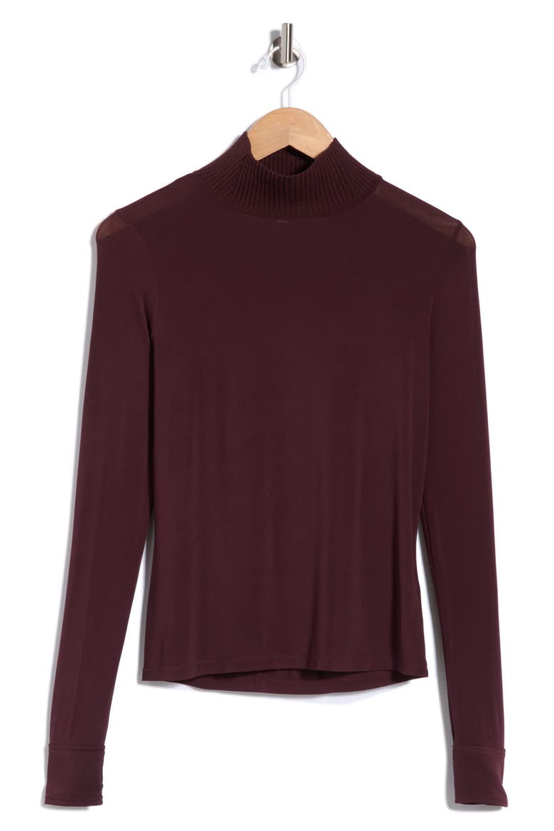 Elyse Mock Neck Long Sleeve Knit Top, Main, color, CHOCOLATE PLUM