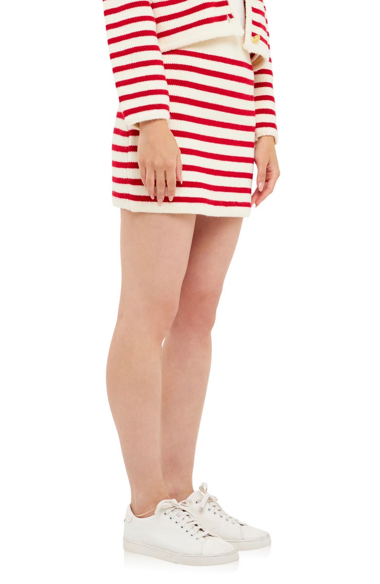 English Factory Stripe Miniskirt, Alternate, color, Red/Cream