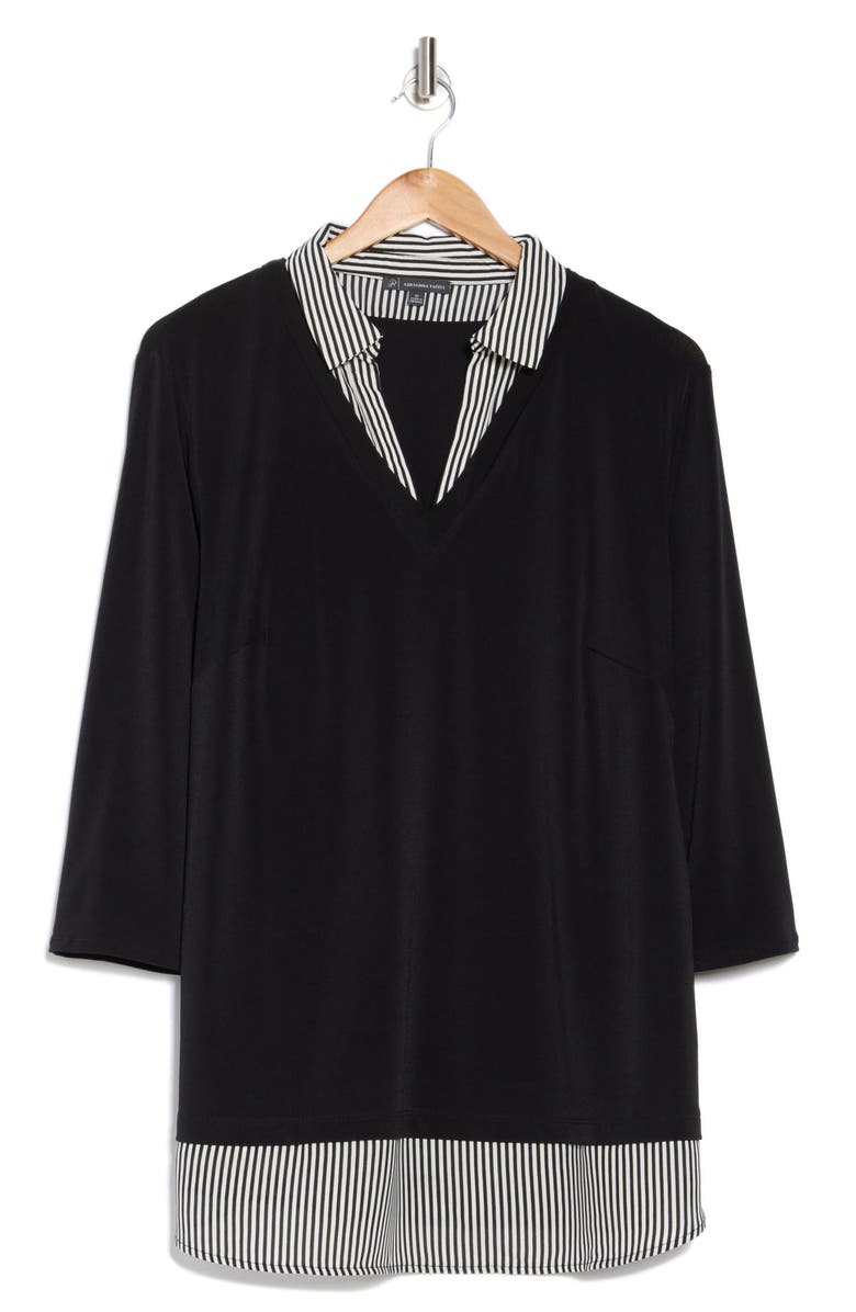 Adrianna Papell Stripe Twofer Sweater Top, Alternate, color, 