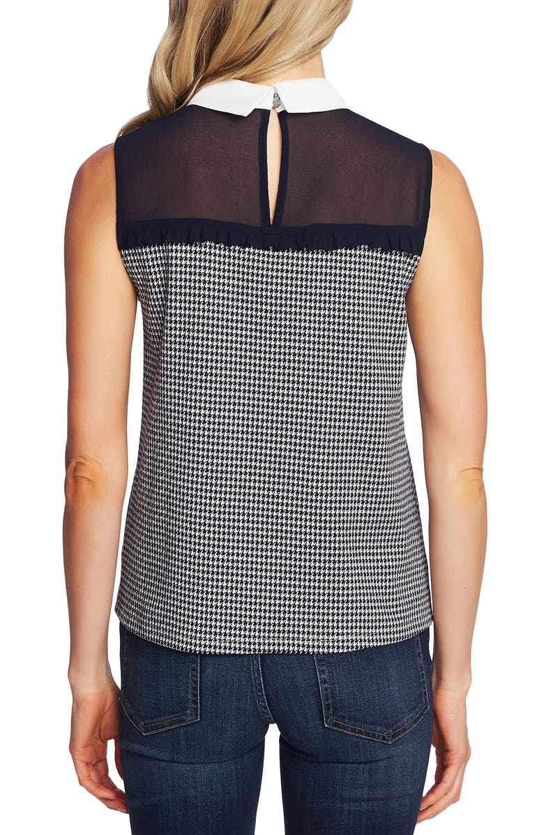 CeCe Houndstooth Bow Neck Collared Blouse, Alternate, color,