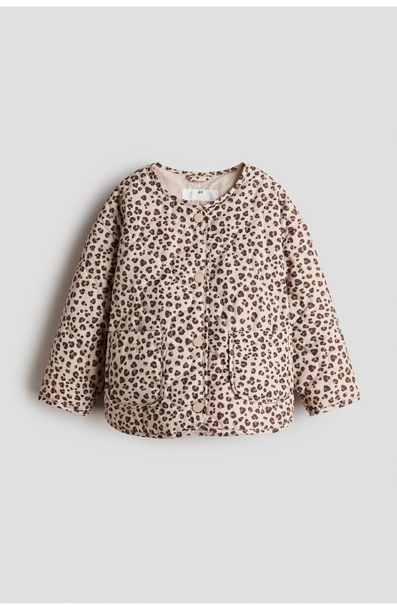 H&M Quilted Jacket, Main, color, Beige/Leopard Print