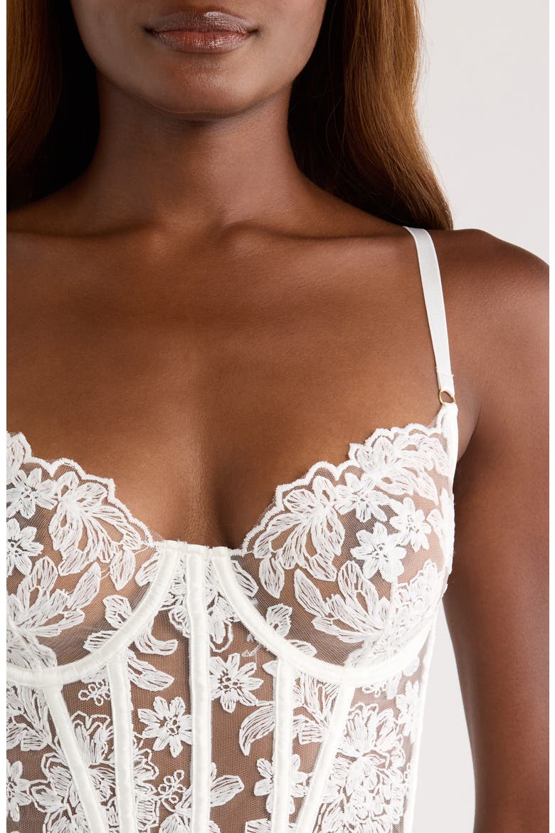 Lace Underwire Bodysuit, Alternate, color, WHITE