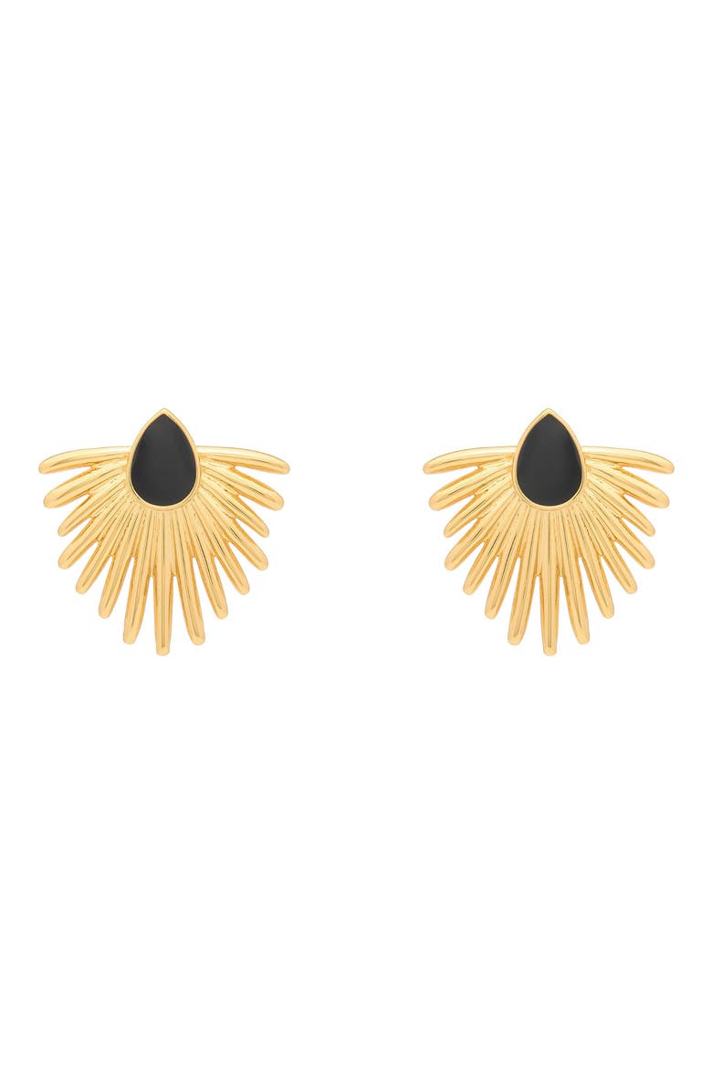 Onyx Deco Drop Earrings, Main, color, BLACK