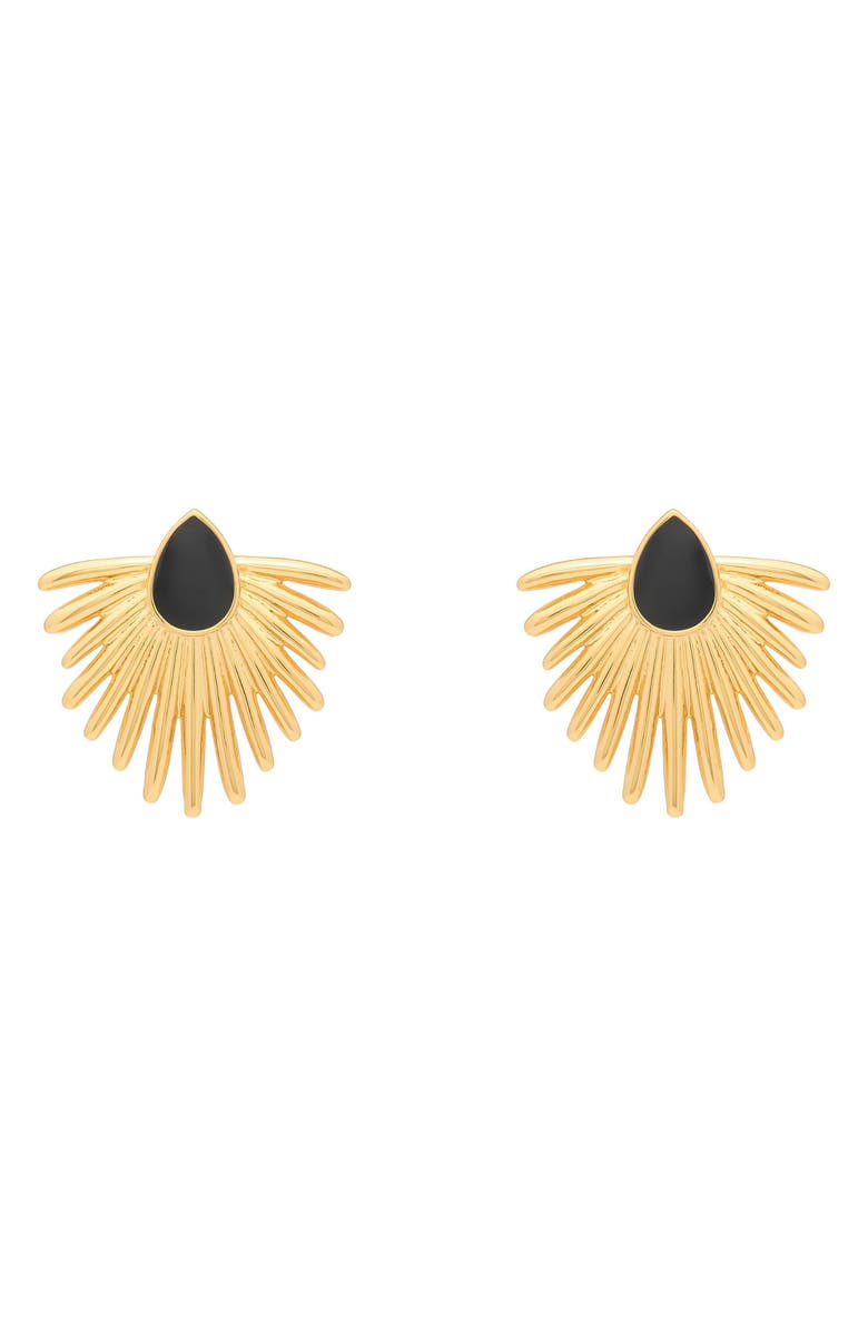 st. Moran Onyx Deco Drop Earrings, Main, color, Black