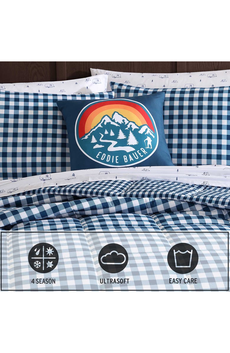 Eddie Bauer Preston Check Microfiber Comforter Set, Alternate, color, White/ Cosmo Blue