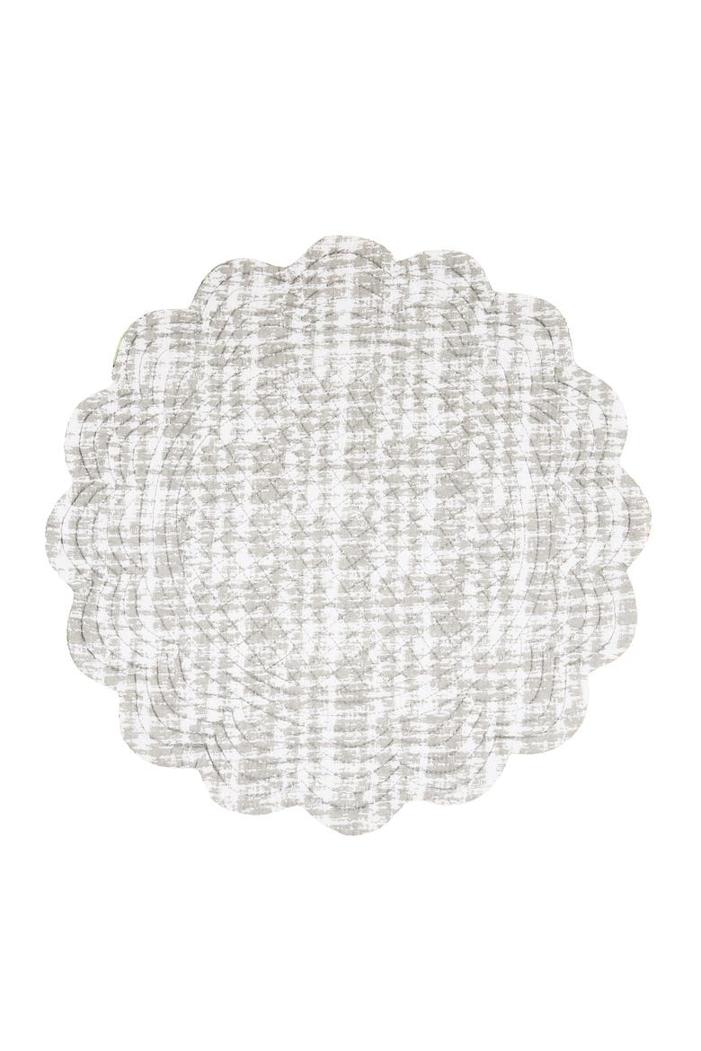 Frey Round Quilted Reversible Colorful Paisley Placemats Set of 6, 17", Alternate, color, Grey