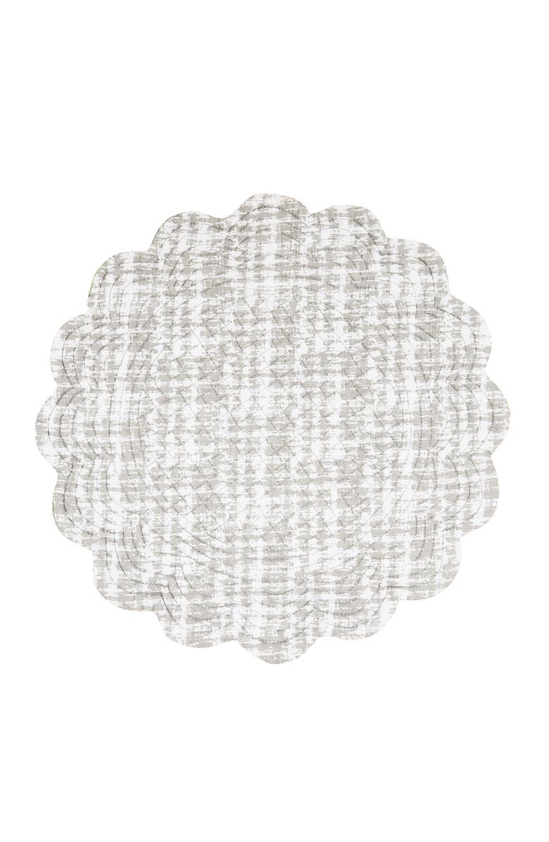 C&F Home Frey Round Quilted Reversible Colorful Paisley Placemats Set of 6, 17", Alternate, color, Grey