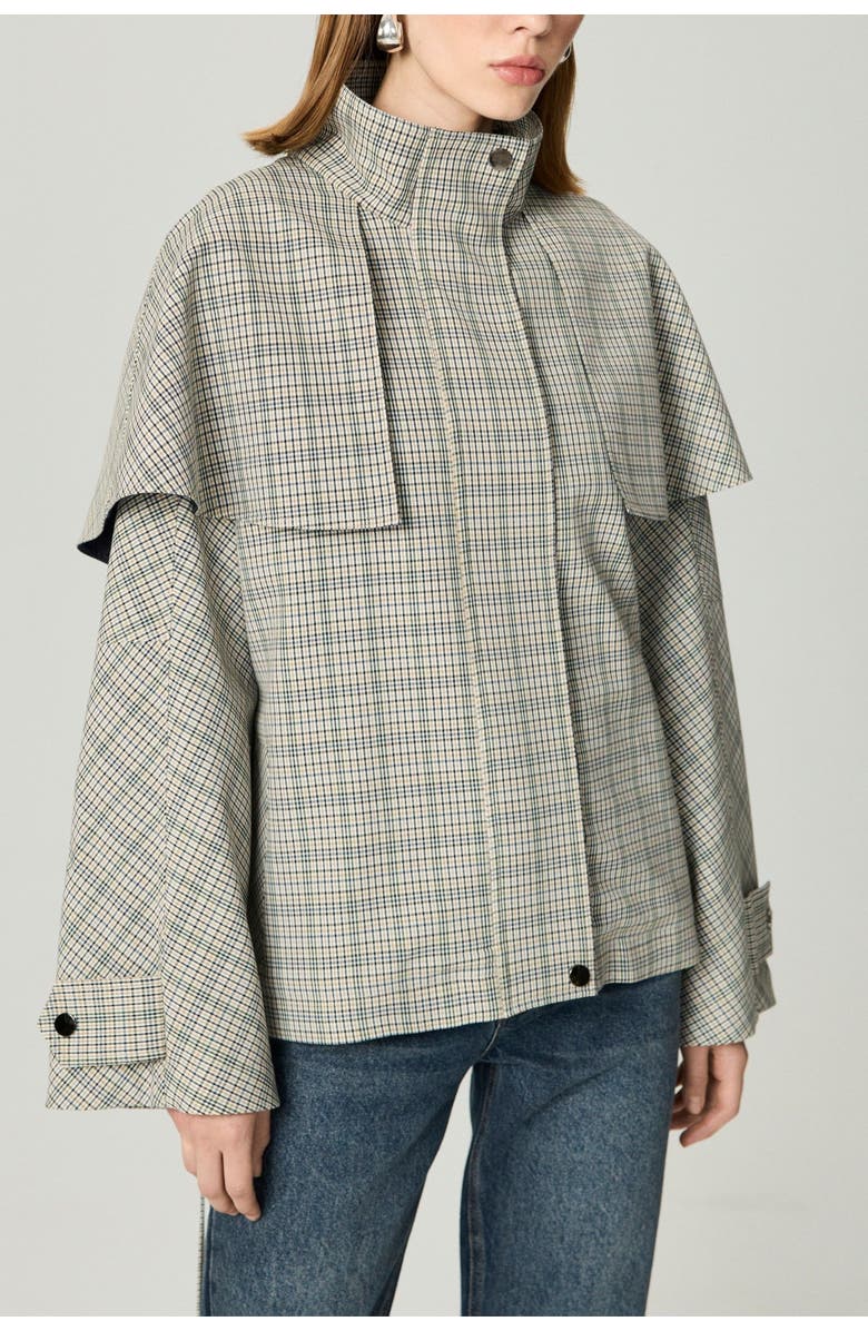 Nocturne Belted Glen Check Cape Trench, Alternate, color, Multi-Colored