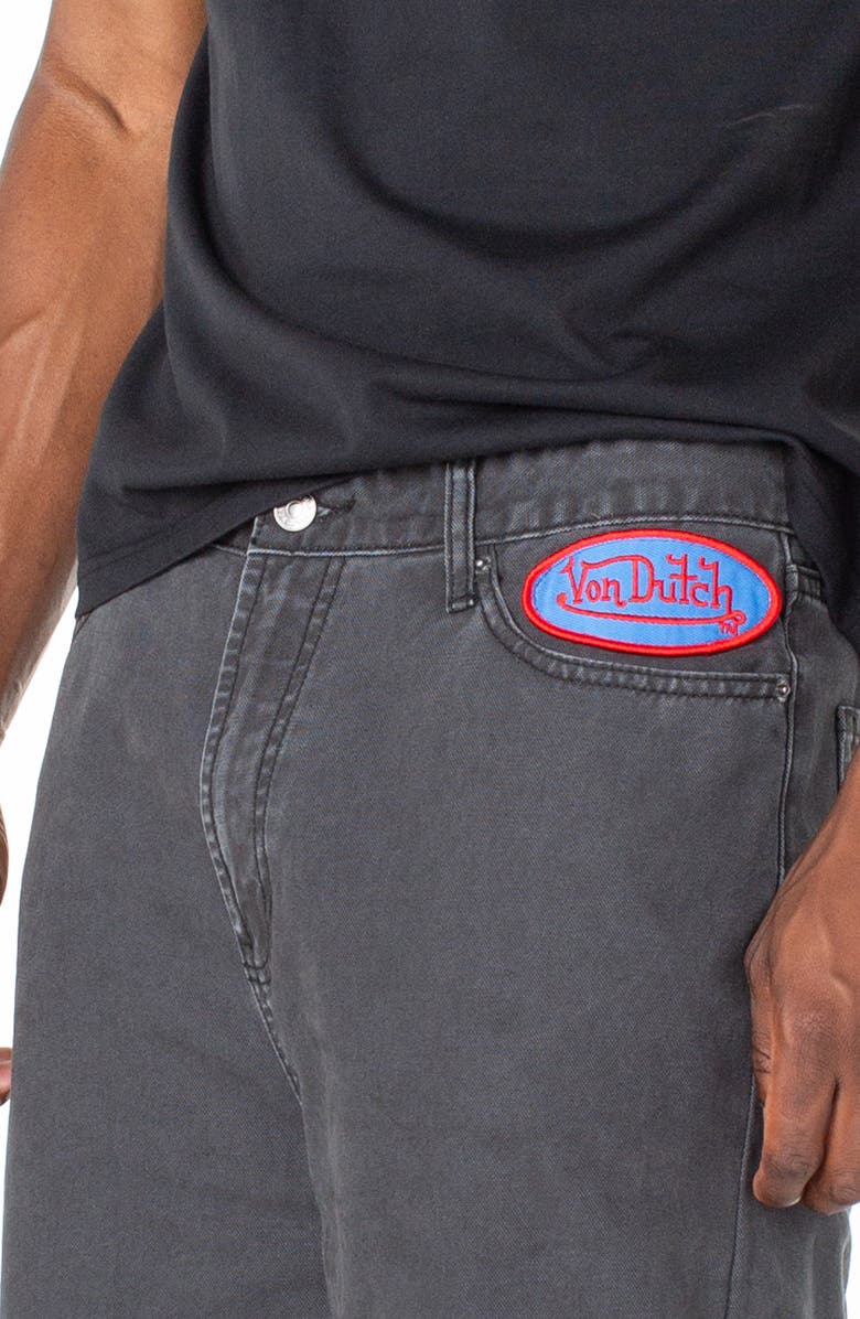 Von Dutch Baggy Contrast Graphic Patch Straight Reaper Pant, Alternate, color, Moonless Night