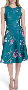 Calvin Klein Floral Sleeveless Fit & Flare Midi Dress
