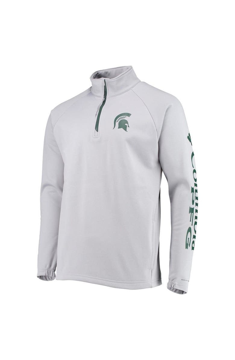 Columbia Men's Columbia Gray Michigan State Spartans Terminal Tackle Fleece Raglan Omni-Shade Quarter-Zip Jacket, Alternate, color, Gray