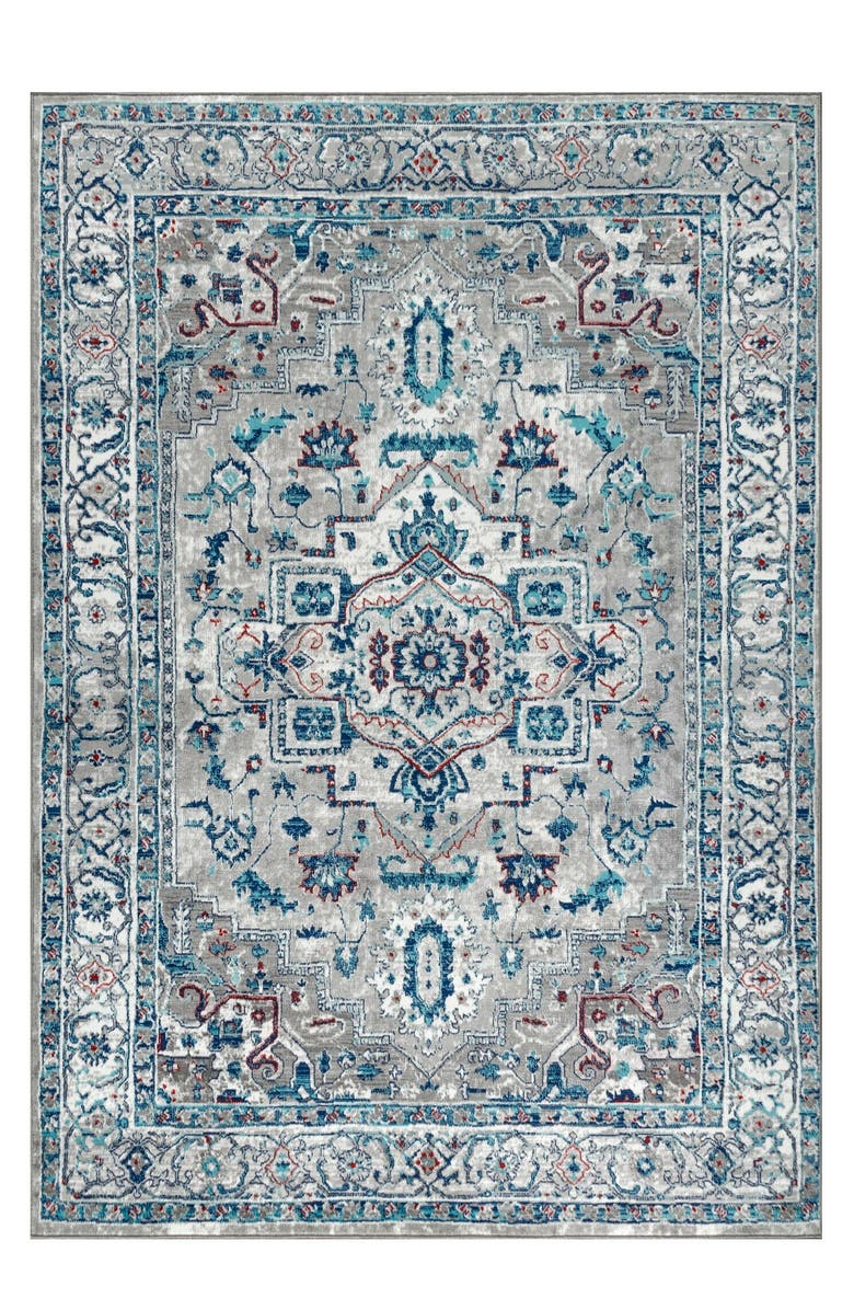 JONATHAN Y Modern Persian Vintage Medallion Area Rug, Main, color, Light Gray/Blue