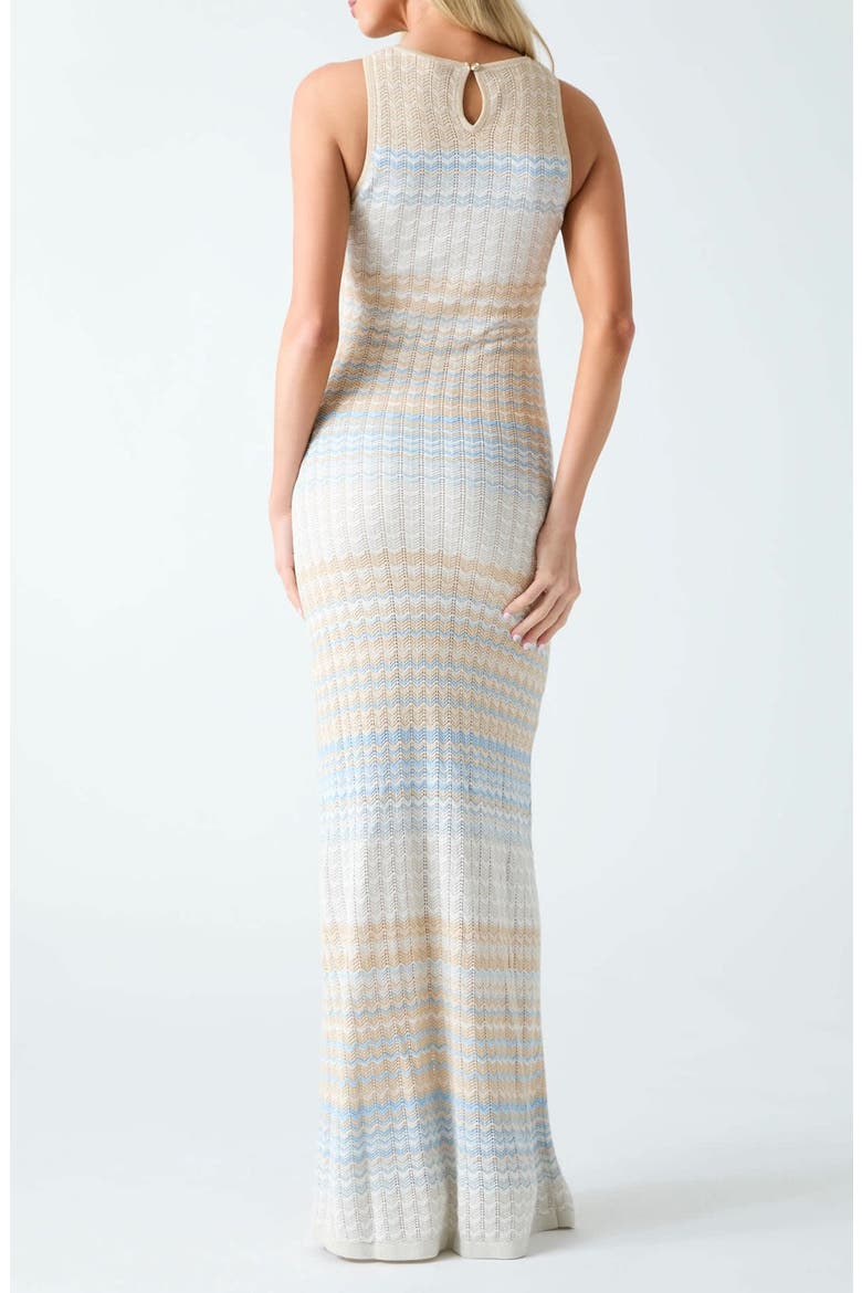 Rosalyn Metallic Sleeveless Knit Maxi Dress, Alternate, color, LIGHT BLUE/ BEIGE/ WHITE