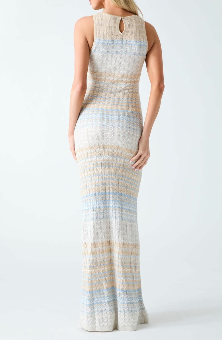 GUESS Rosalyn Metallic Sleeveless Knit Maxi Dress, Alternate, color, Light Blue/ Beige/ White