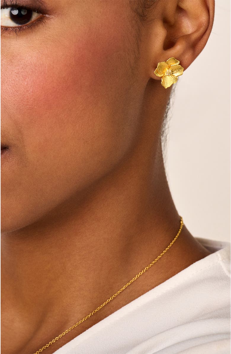 DPT Antwerp Jasmine Small Studs, Alternate, color, Yellow 18K Gold Plated