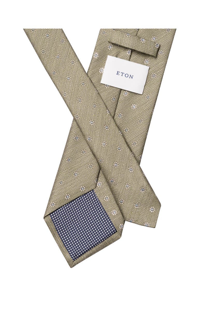 Eton Light Green Floral Linen & Silk Tie, Alternate, color, 
