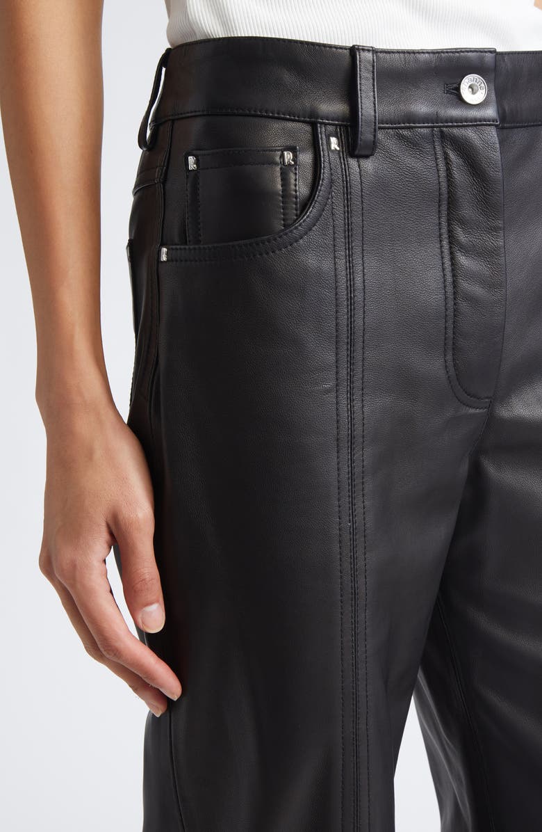 Rabanne Wide Leg Lambskin Leather Pants, Alternate, color, Black