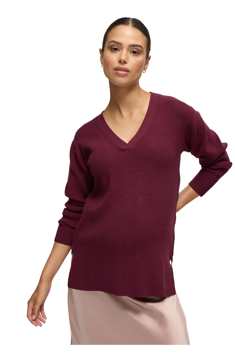 Side Zip Nursing Maternity Sweater, Alternate, color, Fig
