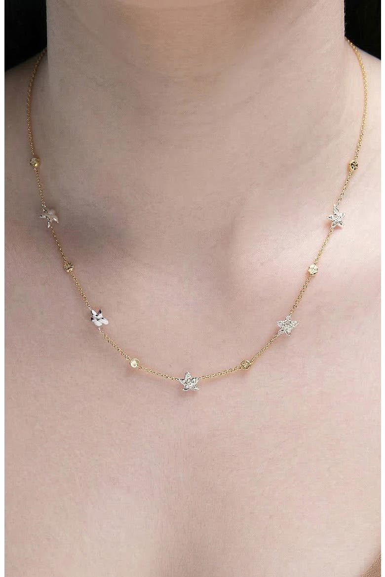 Luludi Flower Mix Metal Necklace in Gold, Alternate, color, Two Tone