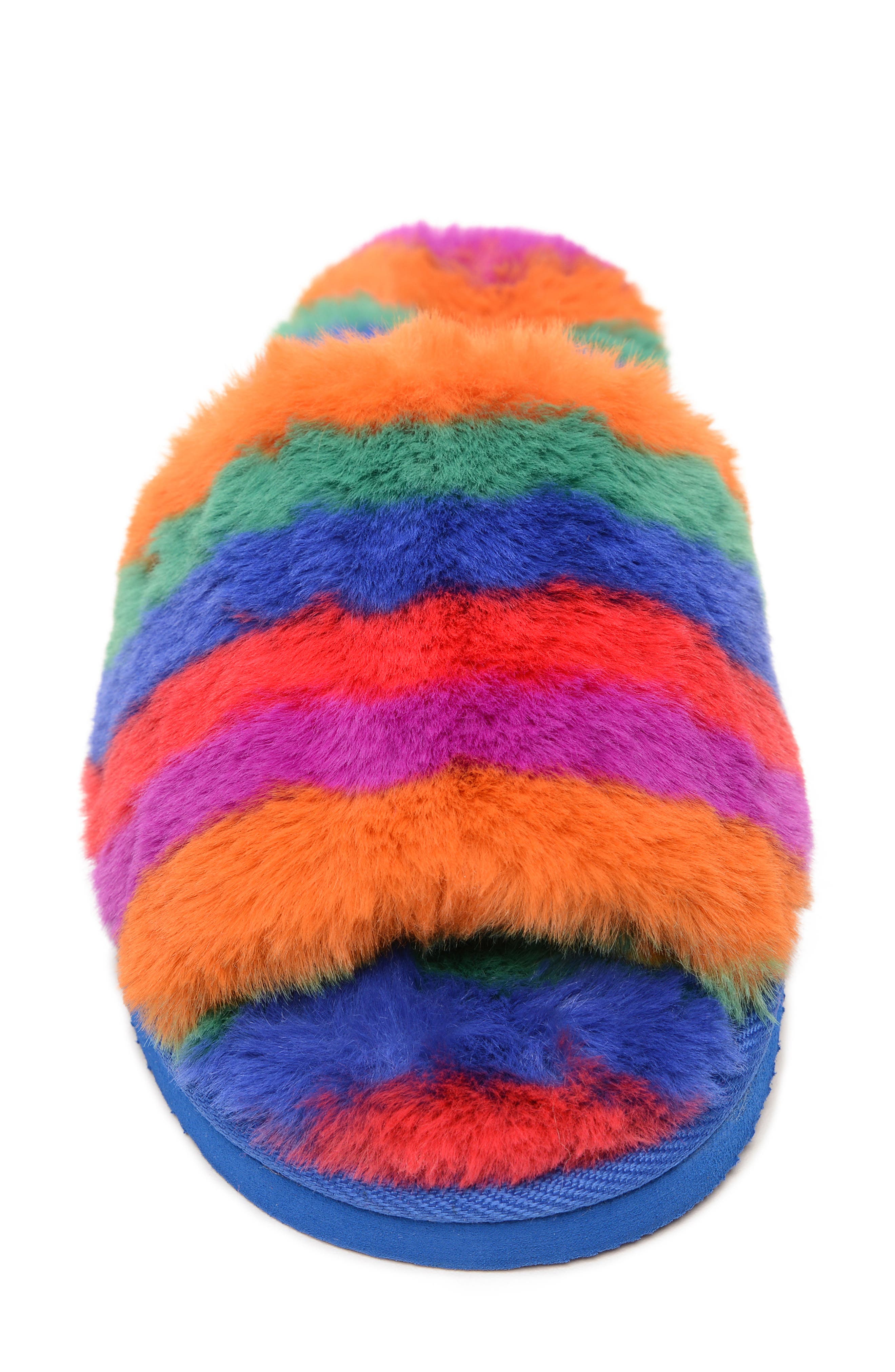 Minnetonka Faux Fur Slide Slipper, Alternate, color, 
