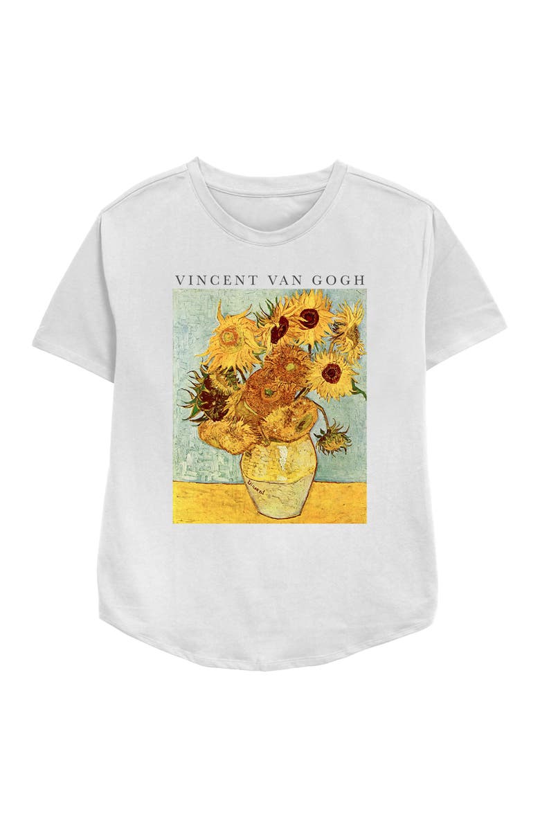 Lost Gods Women's Lost Gods Van Gogh Sunflowers Painting  Graphic T-Shirt, Main, color, White