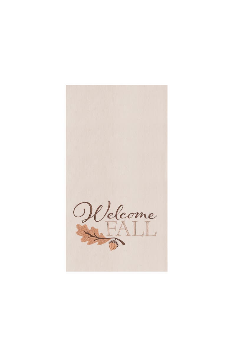 C&F Home Acorn Leaf "Welcome Fall" 100% Cotton Flour Sack Kitchen Dishtowel, Main, color, Off-White