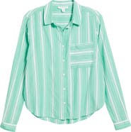 beachlunchlounge Candy Stripe Cotton Blend Button-Up Shirt