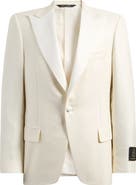 Heritage Gold Ivory Plaid Jacquard Wool & Silk Peak Lapel Dinner Jacket