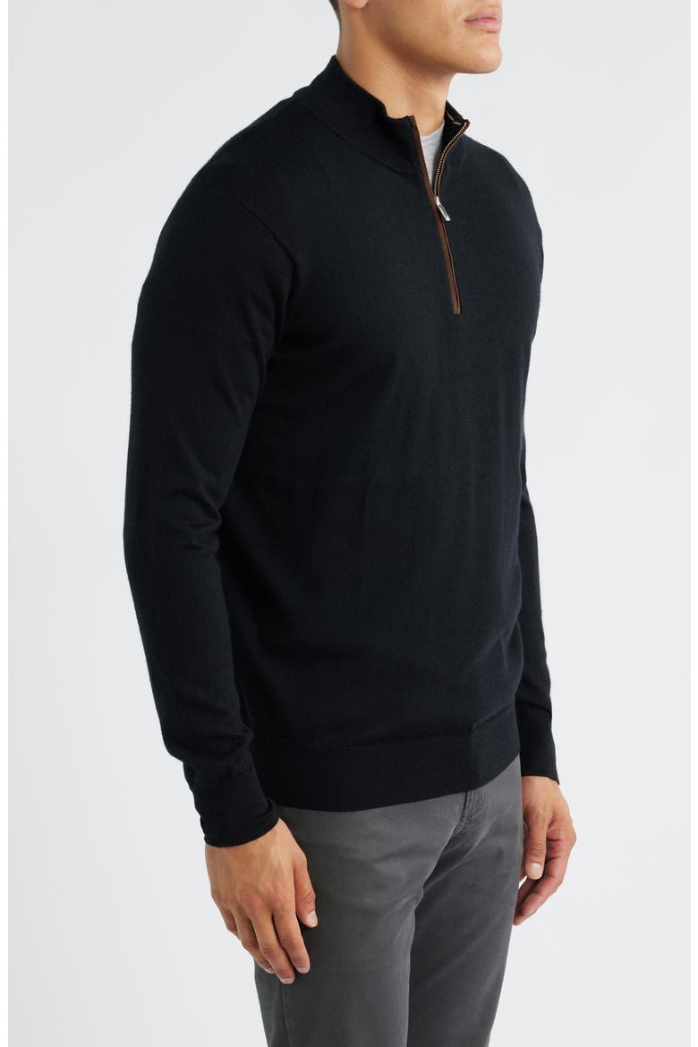Autumn Crest Merino Wool Blend Quarter Zip Sweater, Alternate, color, BLACK