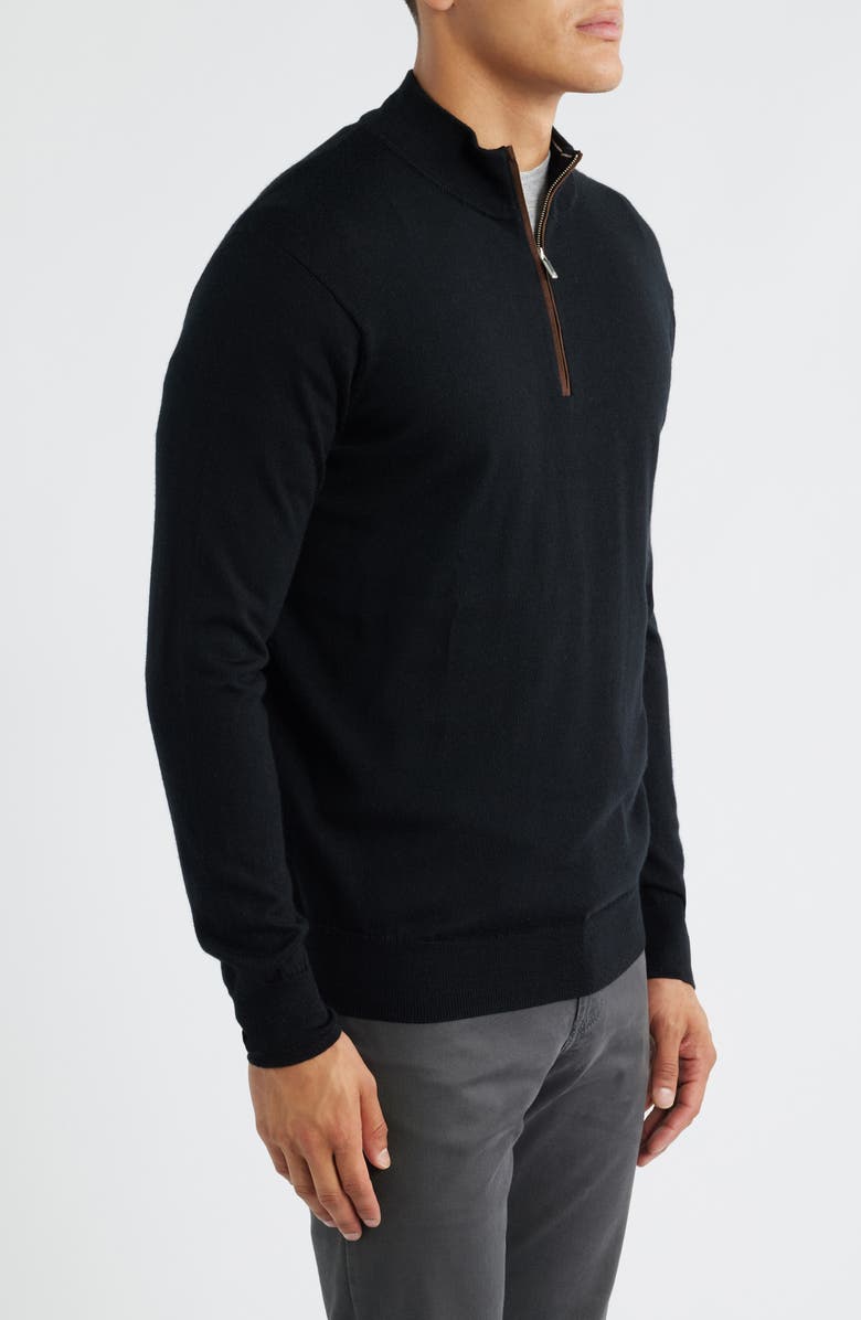 Peter Millar Autumn Crest Merino Wool Blend Quarter Zip Sweater, Alternate, color, Black