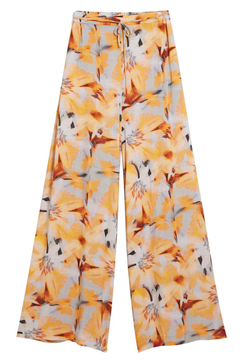 Tie Waist Print Wide Leg Pants, Alternate, color, LIGHT BLUE