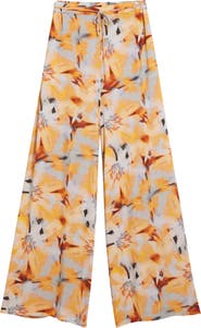 Desigual Tie Waist Print Wide Leg Pants