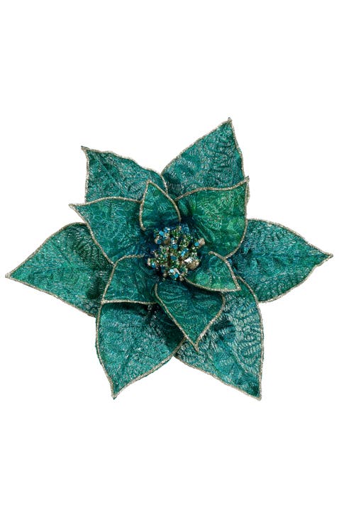 Glittered Poinsetta Clip, Set of 12