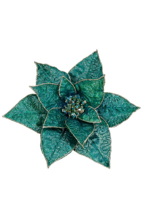 Mark Roberts Glittered Poinsetta Clip, Set Of 12 In Green