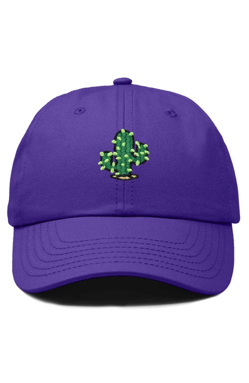 Dalix Cactus Embroidered Low Crown Cap In Purple
