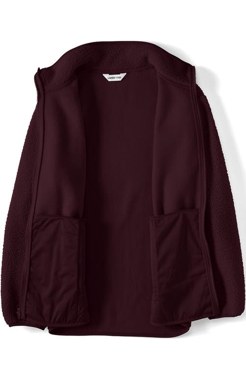 Lands' End Cozy High Pile Full Zip Fleece Jacket In Purple